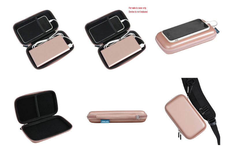 Anleo Hard EVA Travel Case for POWERADD Pilot 4GS 12000mAh / Uni-Yeap 11000mAh External Battery Charger Power Bank Color: Rose Gold