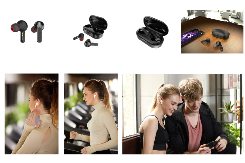 Upgraded 2019 True Wireless Bluetooth Earbuds - 24 Hours Playtime Quality Stereo Sound - Latest 5.0 Strong Connection, Memory-Foam Earmuffs Headphones - Truly in-Ear Earphones, Built-in Microphone